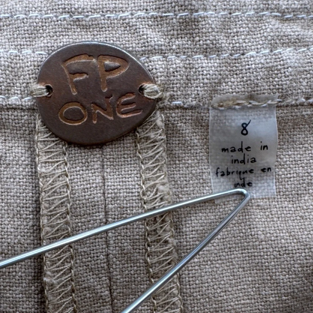 Free People FP One Womens Shorts Size 8 Tan Khaki Tie Waist Pleated Boho